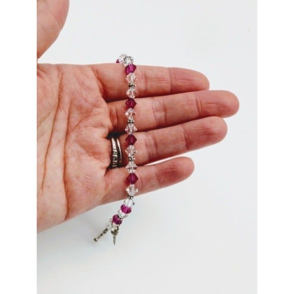Swarovski 925 Silver Breast Cancer Bracelet - Picture 4 of 8